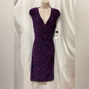 NWT Purple & Navy Chaps brand Sleeveless Dress - Size L